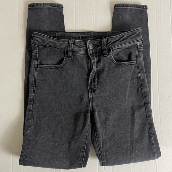 American Eagle Outfitters Jeans Womens Faded Black Low Rise Stretch Skinny - 6 - Picture 2 of 8